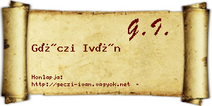 Géczi Iván névjegykártya