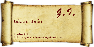Géczi Iván névjegykártya